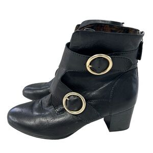 ONO Born Melker Black Leather Heeled Ankle Boots 7.5